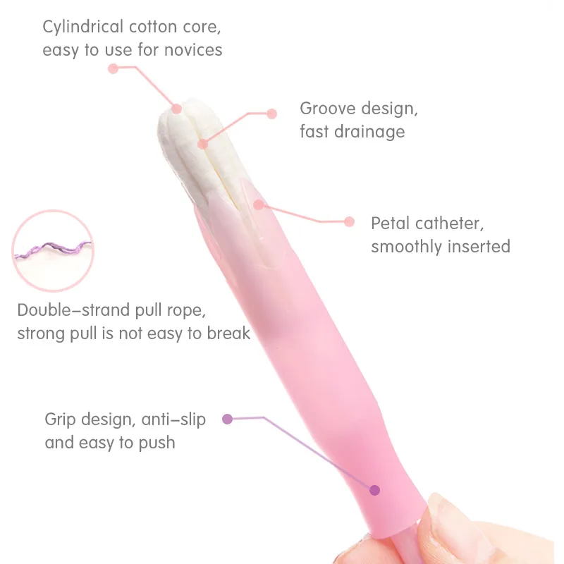 Custom eco-friendly sanitary vaginal wholesale plastic applicator organic tampons for women