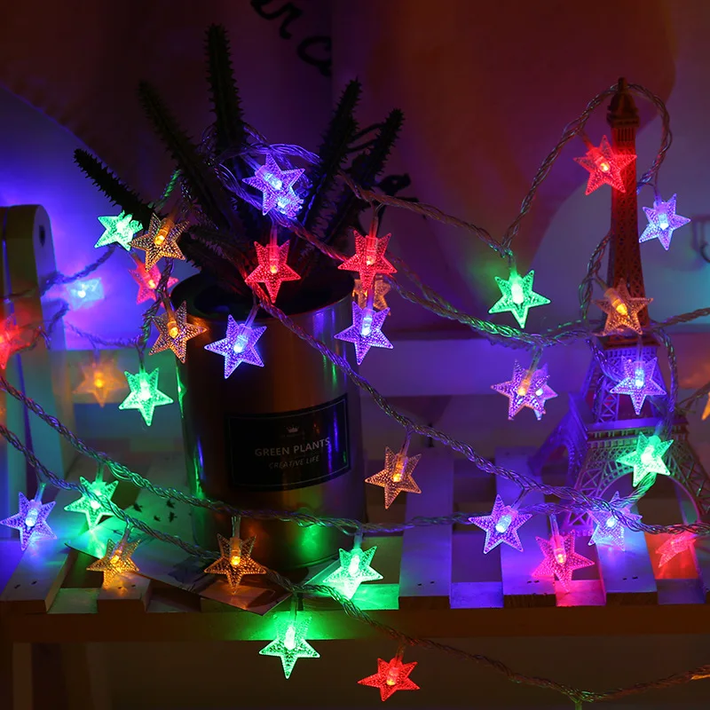 Wholesale Holiday Lighting A string Of Star Christmas Lights Outdoor Christmas Solar String Lights For Xmas Decoration