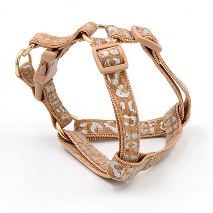 Natural accents patterned cork custom print step in dog harness adjustable