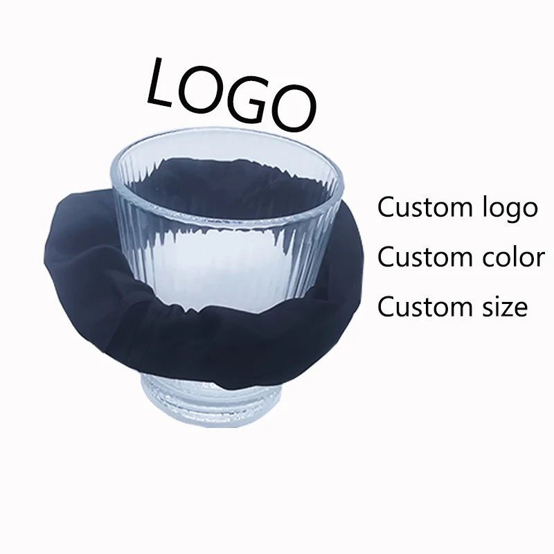 Free Sample No Moq Condom Cup Lids Drink Cover Scrunchie Black Elastic Hair Scrunchie Cup Lid Cover Glass Cup For Drinks