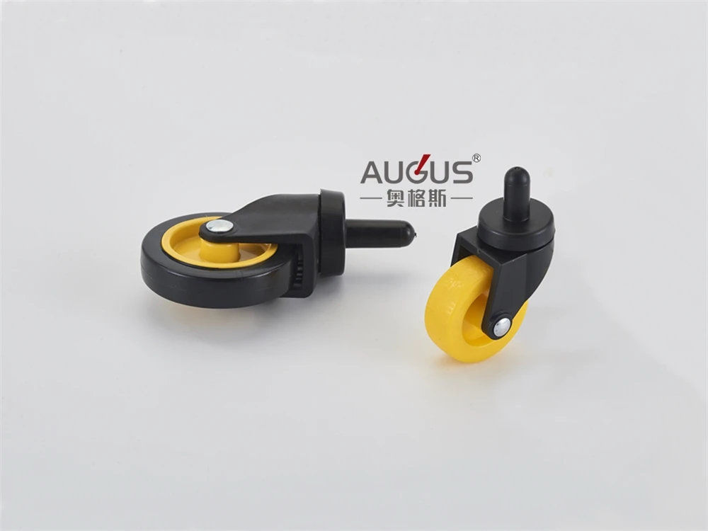 3 Inch Black PVC Yellow Core Household and Wringer Plastic Caster Wheels For Plastic Trolley Cart