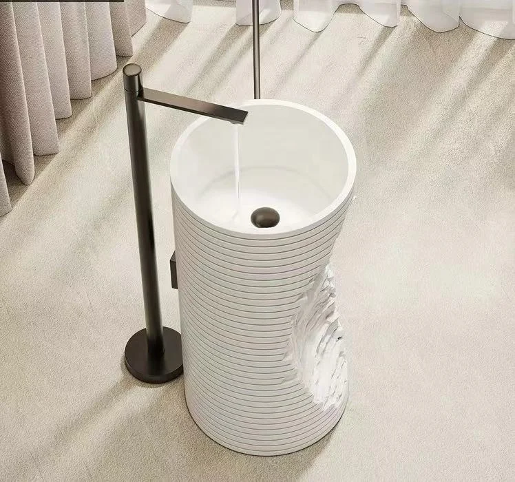 New item for hotel Artificial stone Pedestal sink free standing bathroom sink