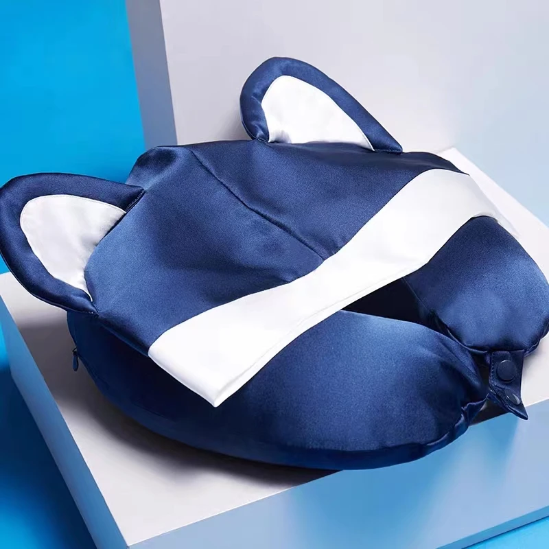 Flying Pillow Cat travel aircraft pillow silk pillowcase hat sleep shading U-shaped neck pillow