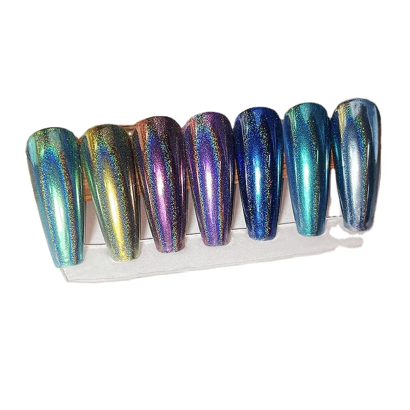 BOKO Popular Aurora Rainbow Color Dipping Nail Art Glitter Powder Holographic Laser Nail Powder For Nails