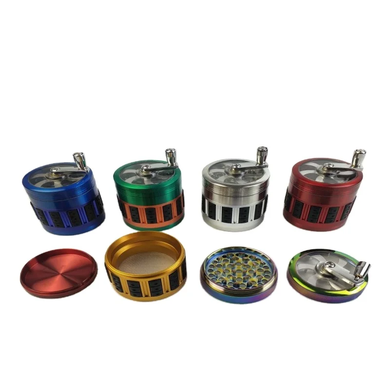 63mm 4 Layers Aluminum Alloy Crusher Crank Leaf Spice Mill Smoke Herb Muller