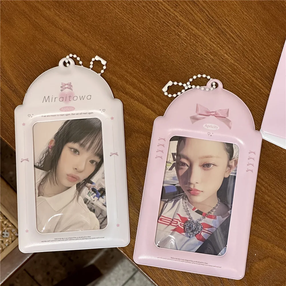 Small MOQ High Quality Custom Design Kpop Die Cut Shape PVC Photo Card Cover Cute Cartoon Photocard Holder with Keychain