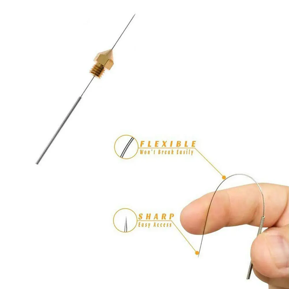 Pack Of 5 3D Printer Nozzle Cleaning Stainless Needle 0.2/0.4/0.6/0.8mm Cleaning Tools