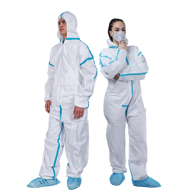 CE Certificate Type4b/5b/6b Anti-static Waterproof SF Disposable Microporous Film Protective Coverall with Tape