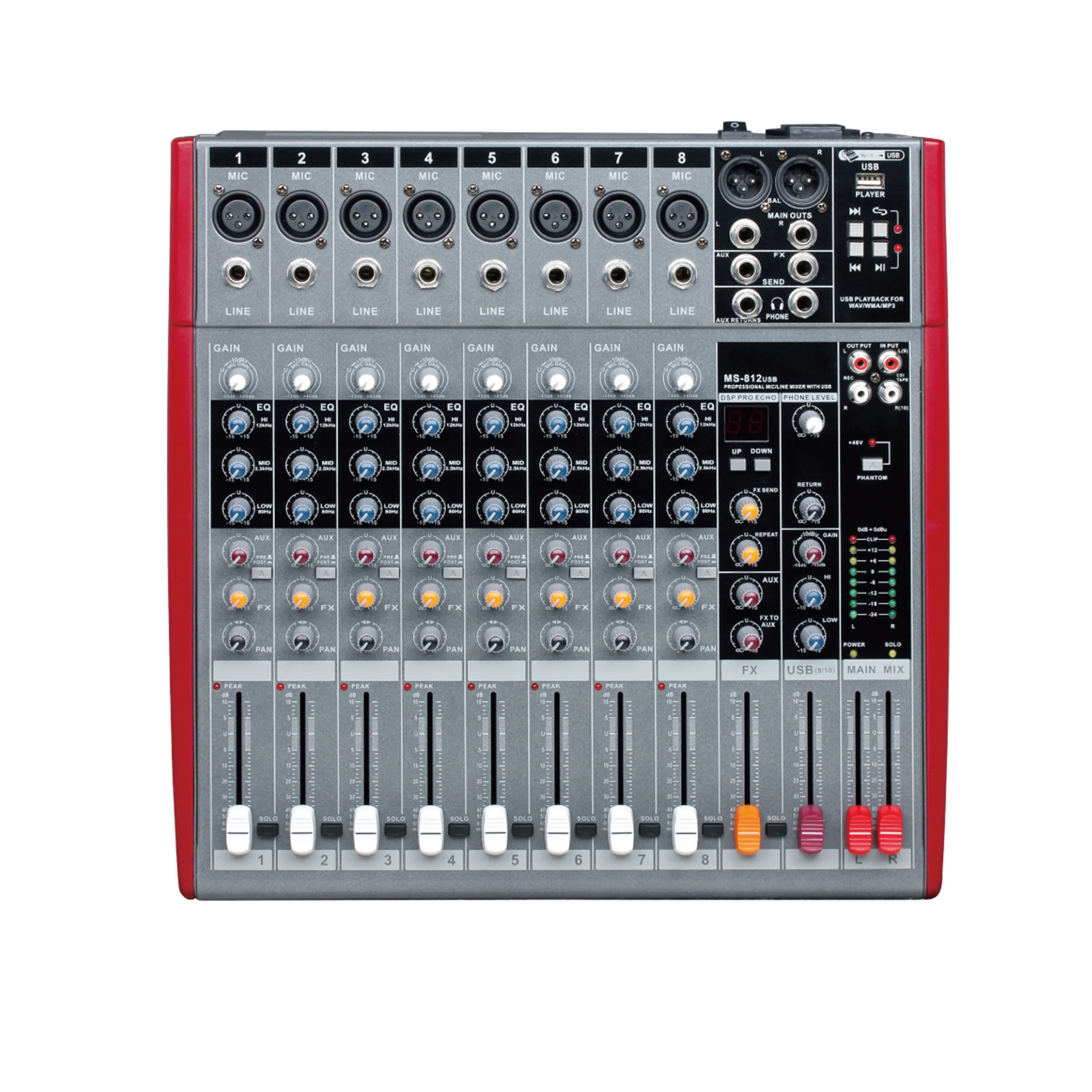 High quality Professional Digital Audio dj 8 Channel Power Mixer for PA System
