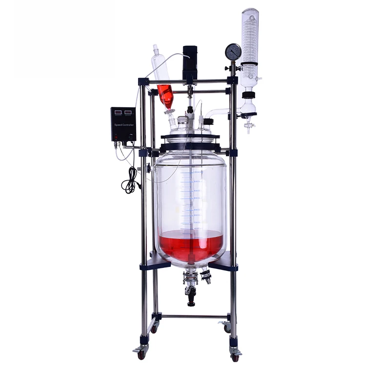100L Vacuum Distillation Continous Stirred Tank Ultrasonic Glass Reactor