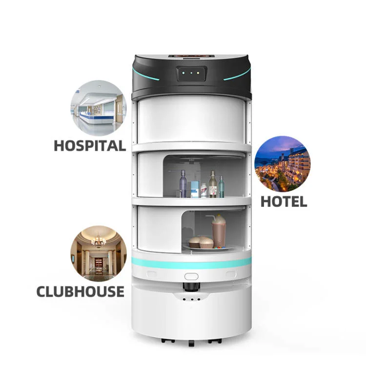 Restaurant Ervice Food Delivery Robot Commerciale With 4 Layers For Hospital Customizable Delivery Service Waiter Robot