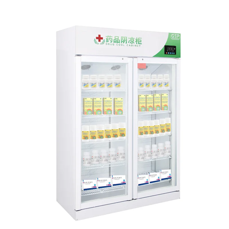 Drugstore sunshade refrigerated display cabinet freezer double door medicine refrigerator display box