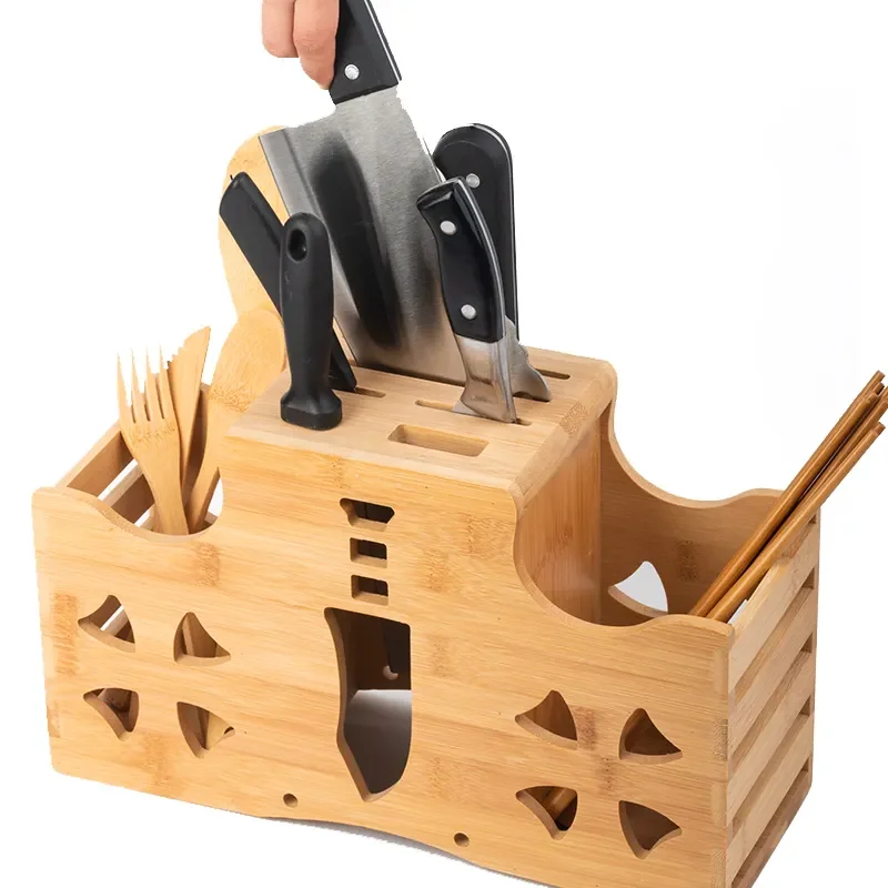 Bamboo Supplies Kitchen Knife Rack Holder Creative Chopstick Cage Knife Multi-function Knife Storage Rack