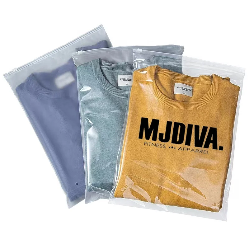 Hot Selling Eco Friendly Zipper Resealable Clothes Packaging Frosted Plastic Ziplock Bag