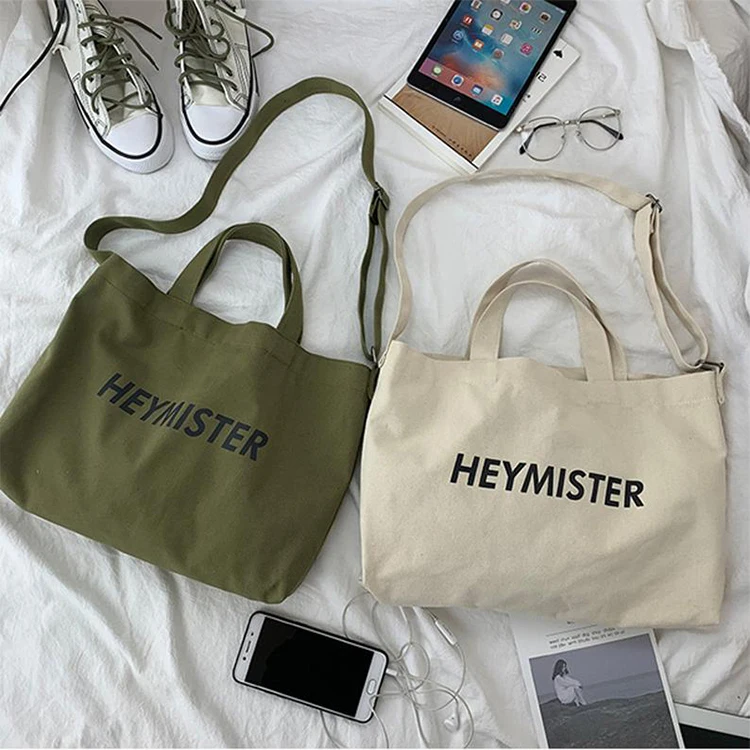 Wholesale Eco Friendly Custom Large Crossbody Cotton Canvas Tote Bag with Single Shoulder