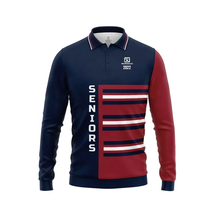 Casual Rugby Polo Shirt Long Sleeves Rugby Jersey Rugby Jumper School Leavers with Custom Logo