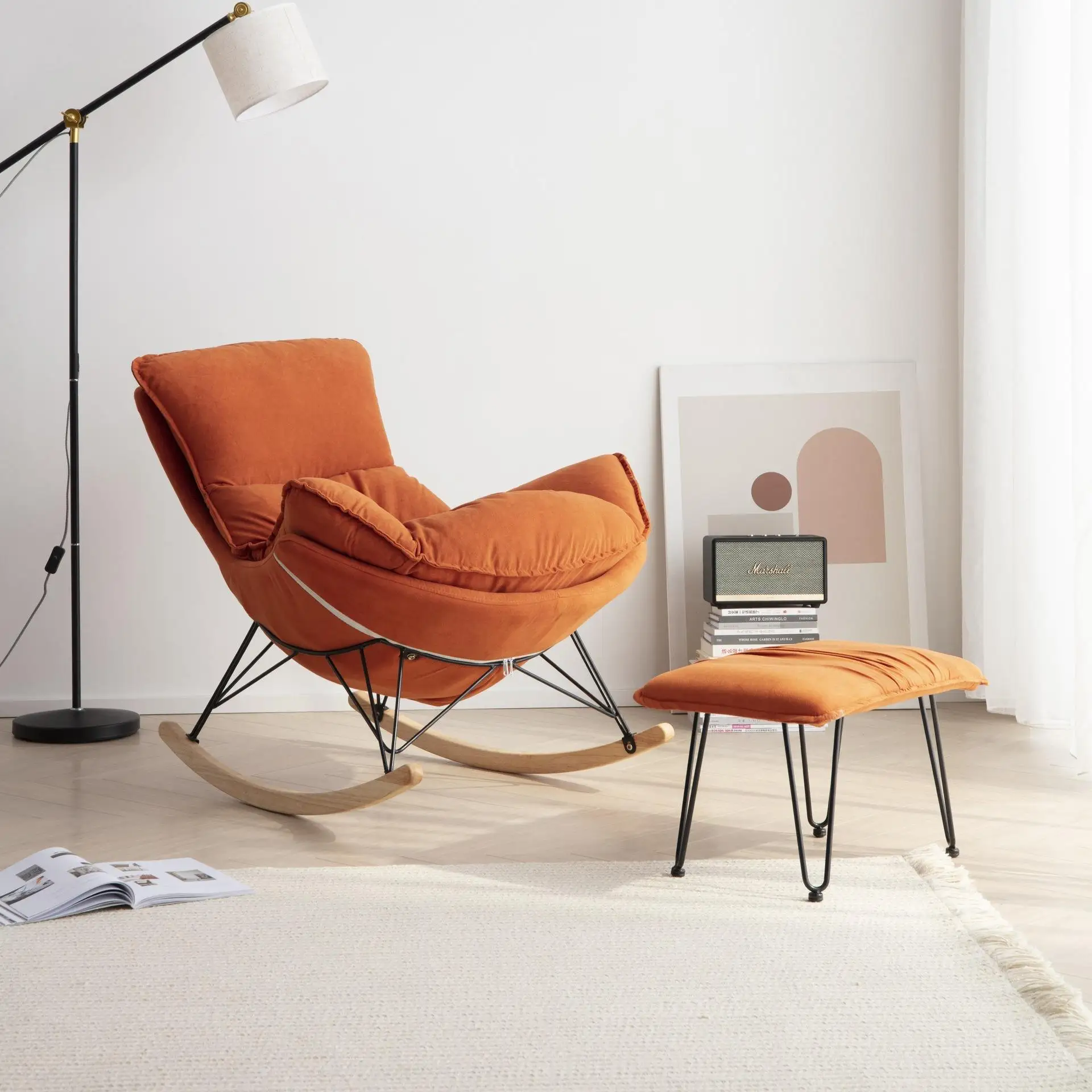 Modern Fast Delivery Modern Fabric Recliner Chair Sofa Living Room Rocking Sofa Chair
