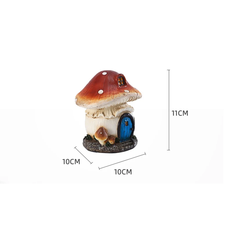 Time Slow 1pcs Fairy Garden Mushroom House Mini Gnome Room Villa Yard Ornament Gift Resin Craft Sculpture Outdoor