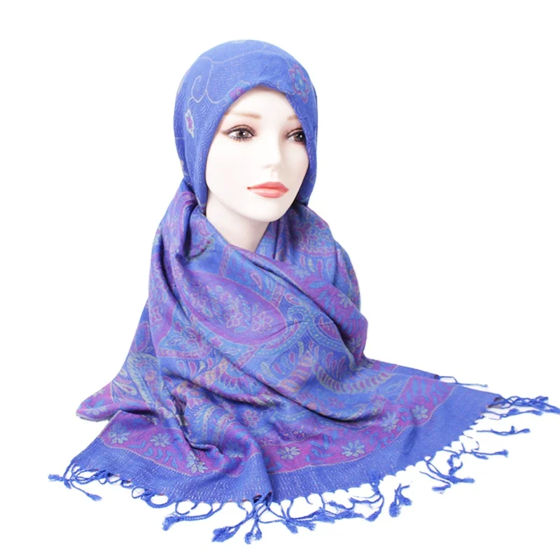 Wholesale Floral Tassel Shawl Women Luxury Scarves Embroidery Soft Bohemia Stole Ethnic Wrap Snood