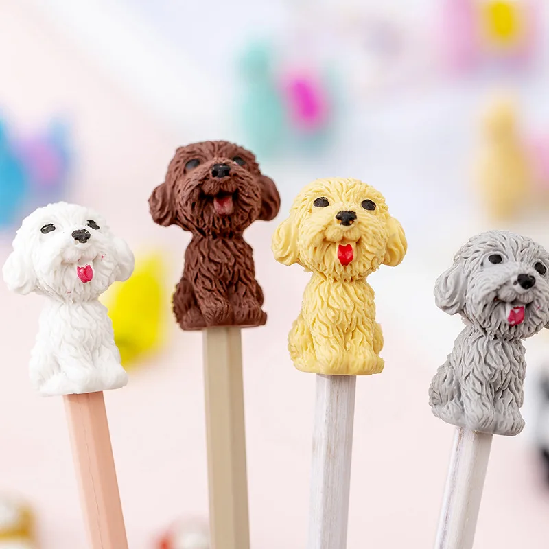 Cute Cartoon Teddy Eraser Children Student Stationery Promotion Gift Soft Pencil  Rubber 3D Animals Insert Eraser