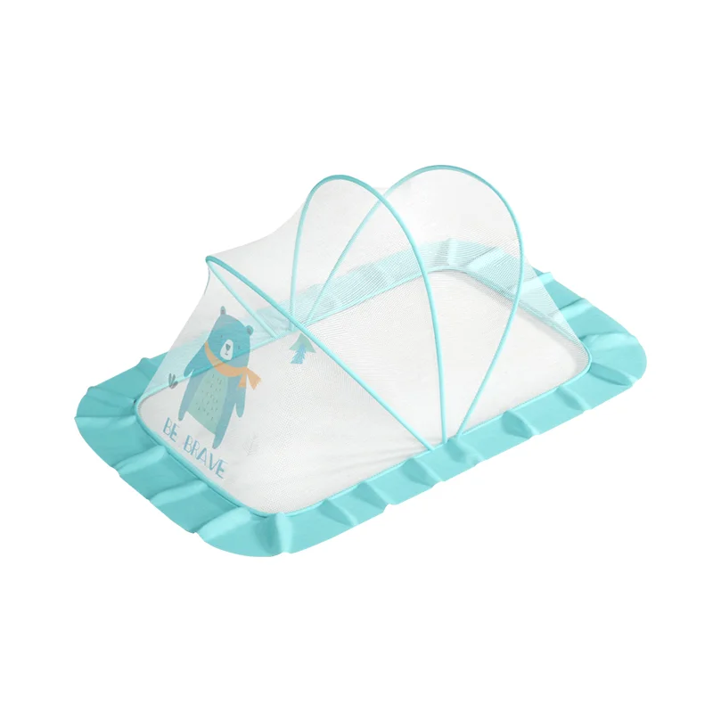 2022 new cartoon print baby crib mosquito net Hexagonal fine textile technology baby crib portable mosquito net