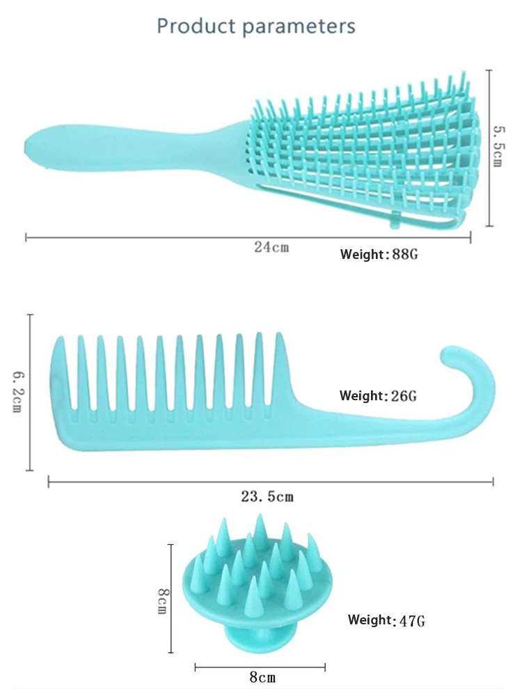 Manufacturer sells  big tooth massage comb, big wave, detangling scalp thicken rubber hair shampoo hair comb and brush set
