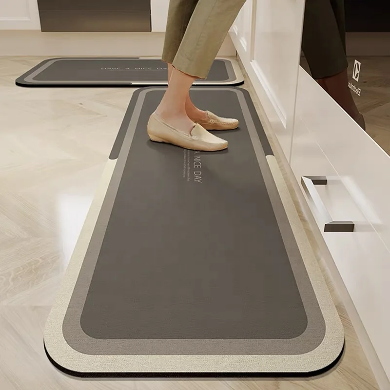 Water Absorbent Rug Set Rubber Diatom Mud Floor Mat Kitchen Carpet Anti Slip Diatomite KItchen Rug Set For Kitchen Roo