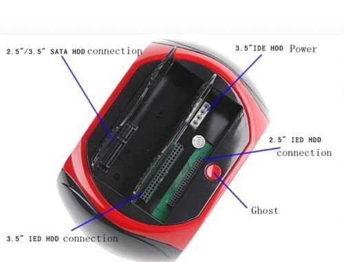 Multifunctional 2.5/3.5 inch serial and parallel port IDE+SATA with card reader dual hard disk base