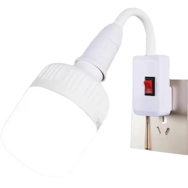 Plug-in LED Nightlight E27 with Switch Universal Cap and Bulb Changeover Holder Table Lamps Gold Glass DC Industrial Modem ABS