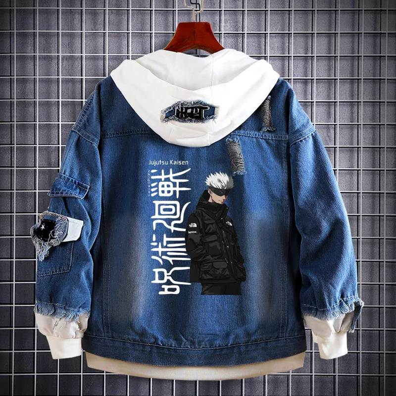 Knotweed Hisahito Fushiguro Megumi Gojo Satoru Denim Jacket JUJUTSU KAISEN Anime Denim Sweatshirt