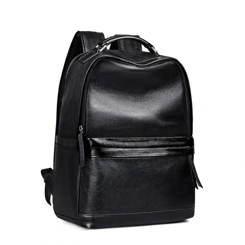 Fashionable New Hot Splendid High Quality Genuine Top Grain Leather Wholesale OEM Custom Male Student School Backpack