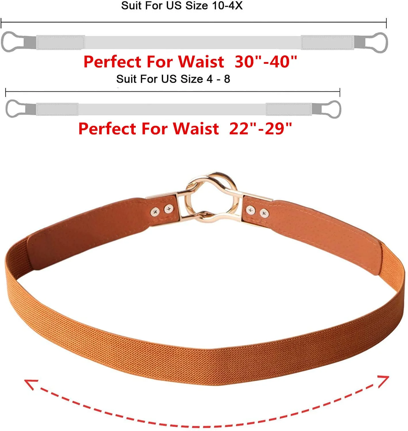 Women Retro Elastic Stretchy Metal Buckle Skinny Waist Belt 1 inch Wide