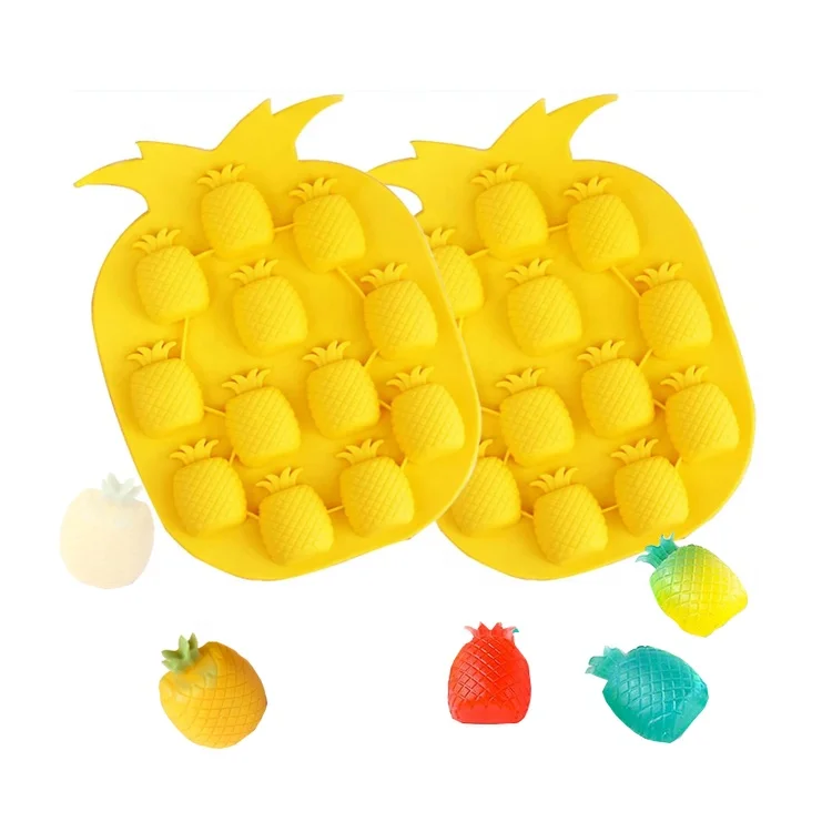 12 Cavity Hawaiian Theme 3D Craft Mold Tropical Fruit Shape Pineapple Silicone Molds For Chocolate And Candy Set