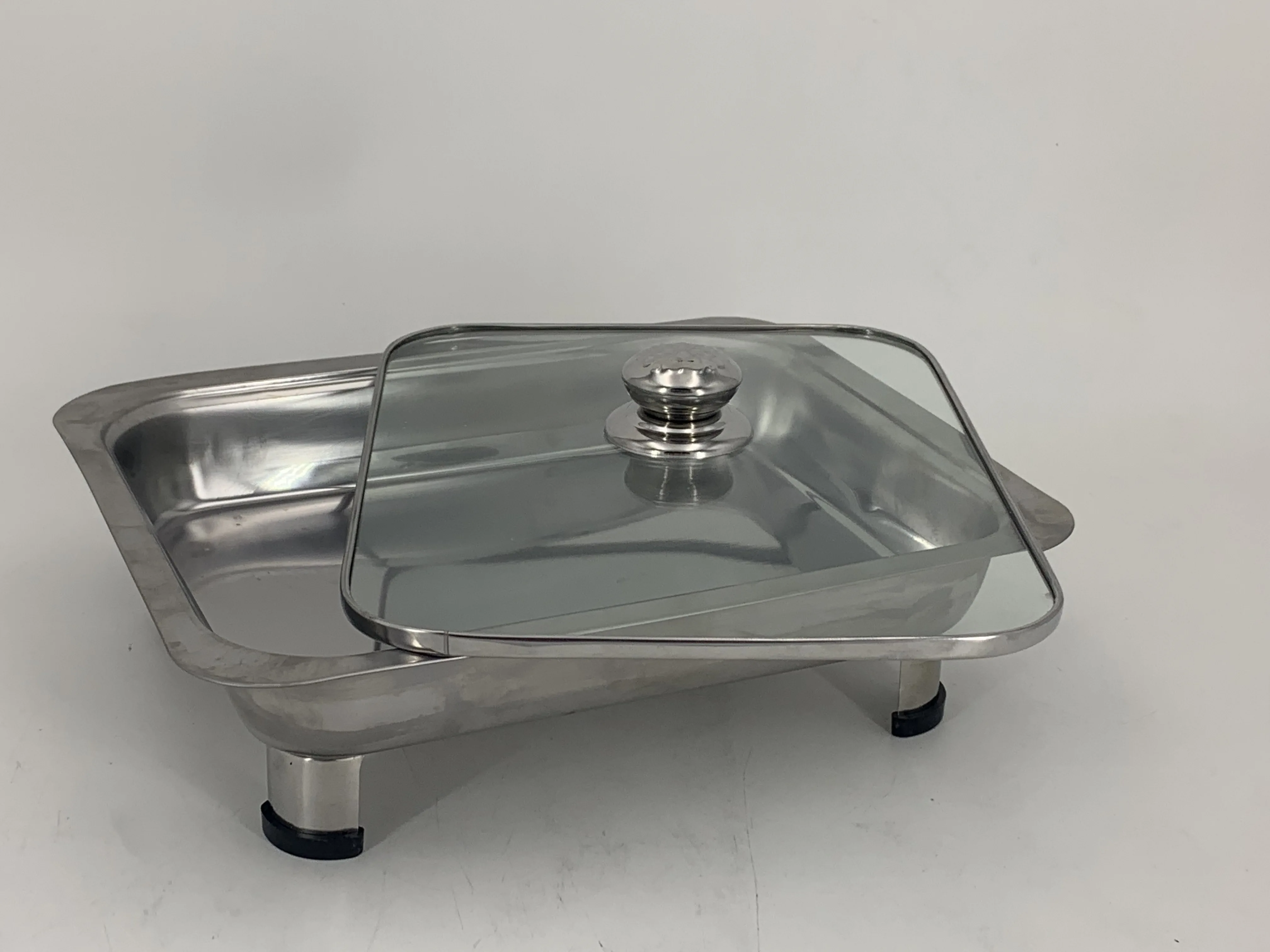 
cheap indian chafing rectangular dish food warmer Visible glass cover 