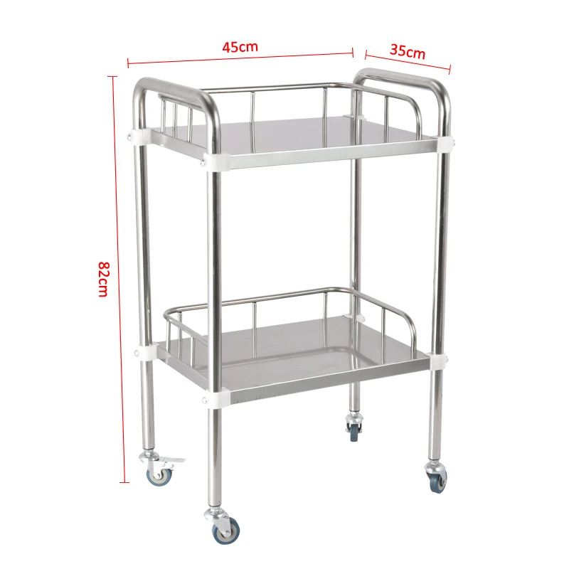 Factory Outlet Silver Stainless Steel Medical Surgical Hospital Nursing Trolley Cart
