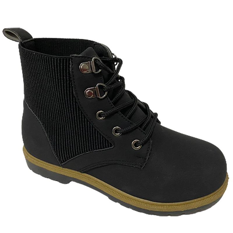 Лидер продаж, оптовая продажа, модная зимняя детская обувь на шнуровке из ПУ с эластичным верхом, Детские ботильоны, обувь