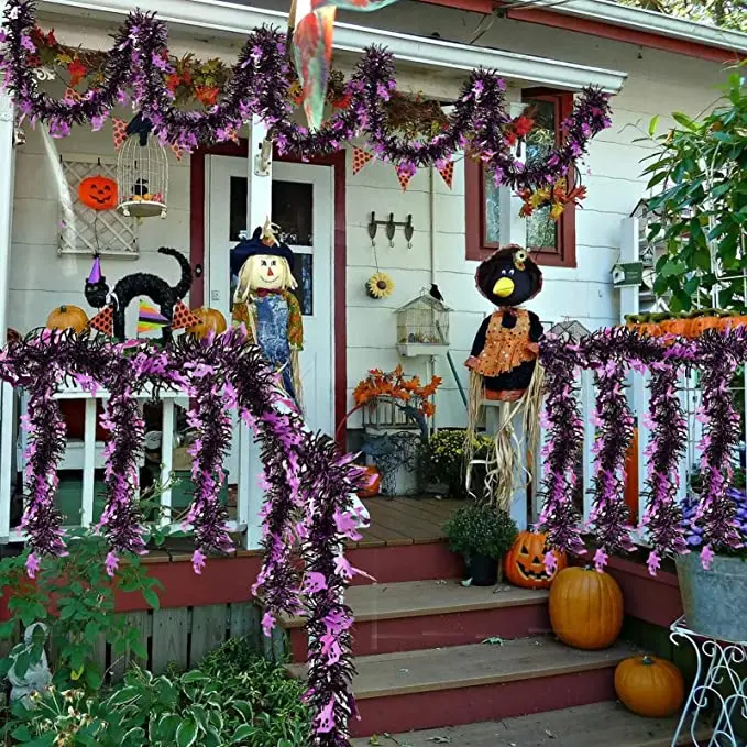 Outdoor party decoration column bat tinsel garland halloween stair handrail decoration garland