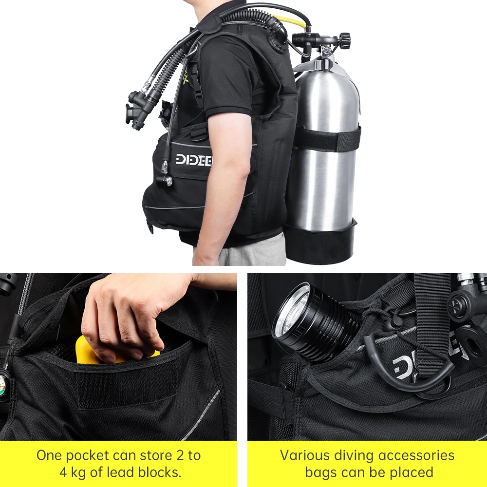 DIDEEP 3XS-3XL Scuba Diving Wing Buoyancy Compensator Device BCD Set