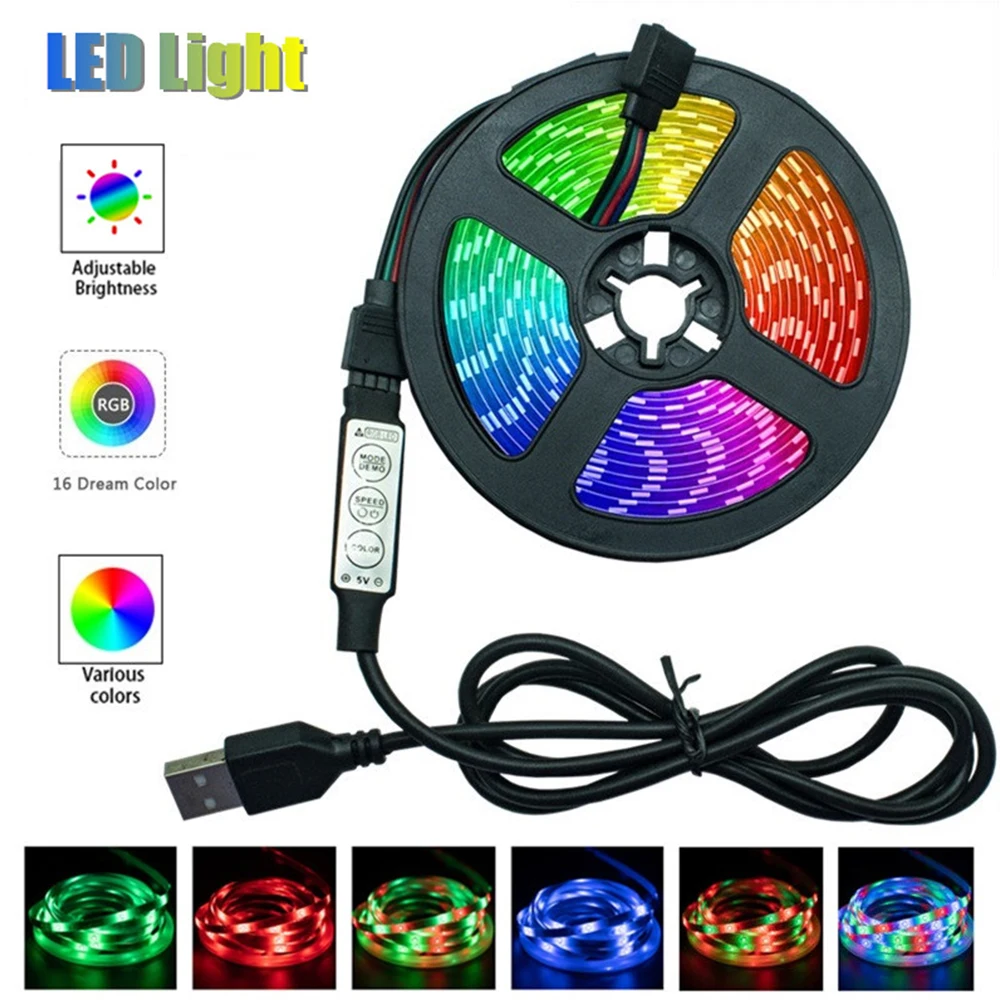 5050 RGB 12V 1M  TV Background Decorative LED Strip Light With Remote Controller