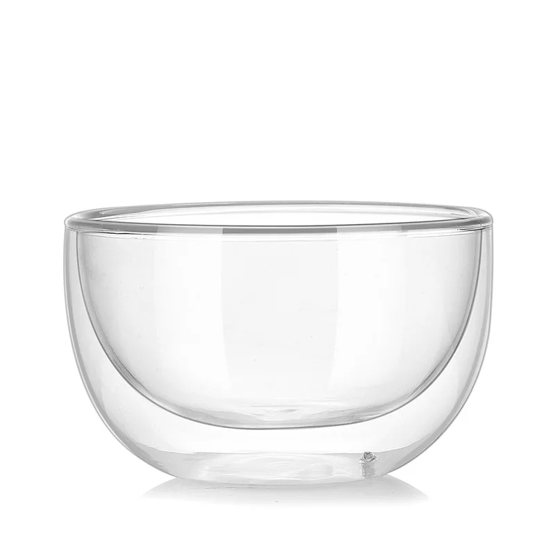 Wholesale 250ml 300ml 500ml 800ml 1000ml High Borosilicate Double Wall Glass Bowl Fruit Salad Bowl