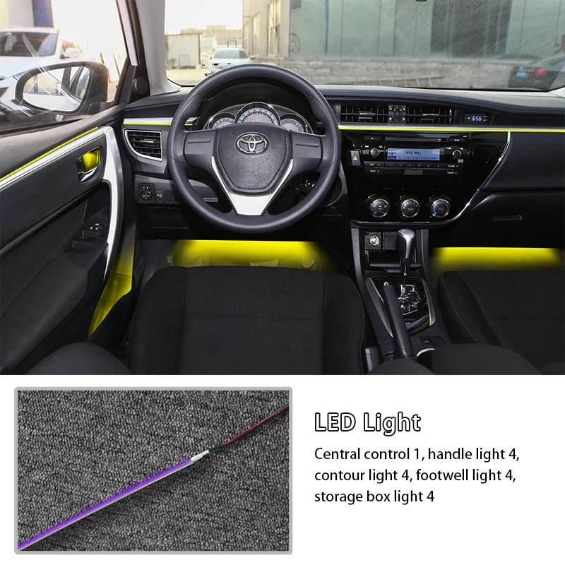 2022 New High Quality   64 Colors  Car Accessories Interior Decoration  Light Kit Ambient Light For Toyota Corolla