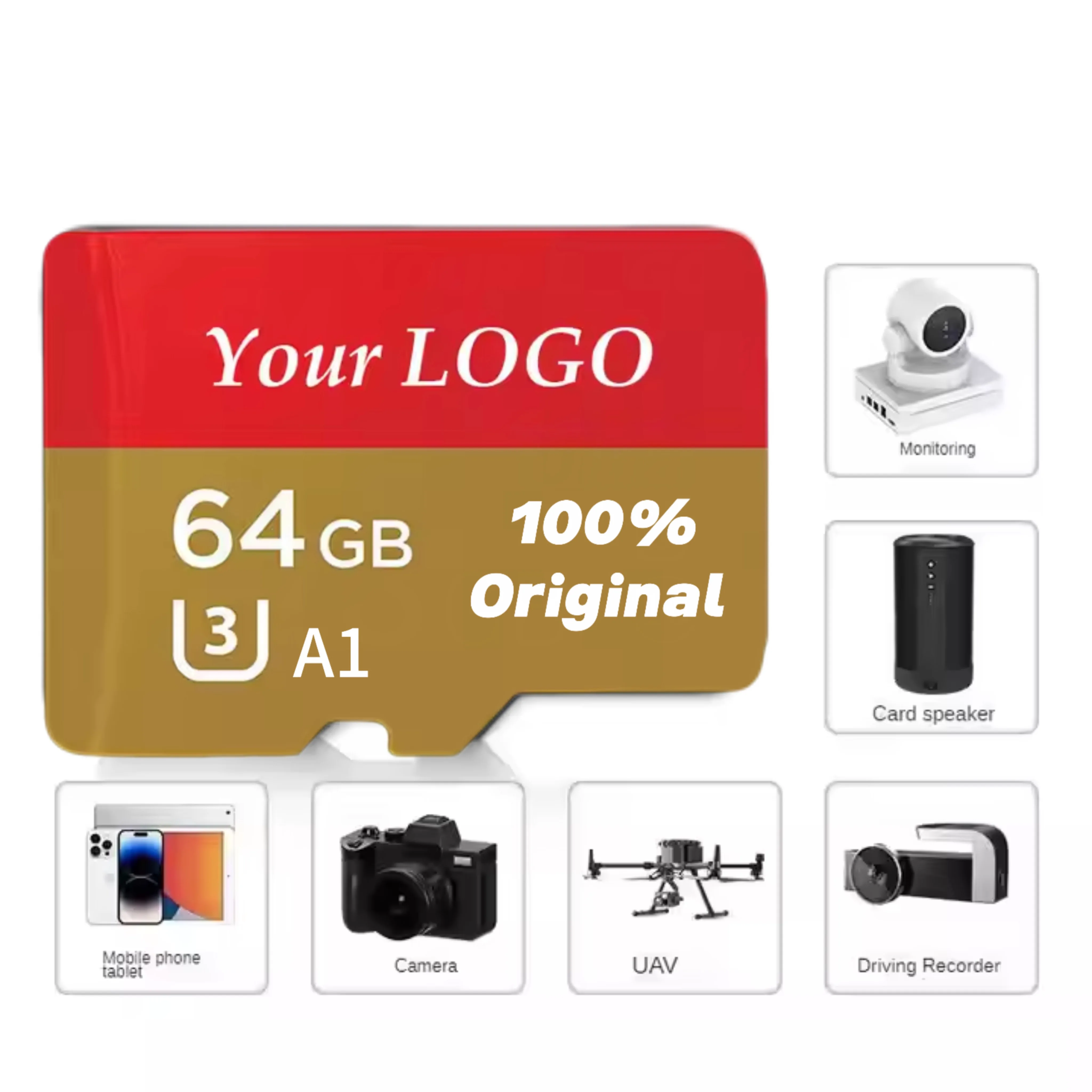 Оригинальная карта памяти 32 ГБ 64 128 256 г 512 C10 Micro Tf Class10 Ultra Camera Flash Card Sd A2 V90 с пользовательским логотипом