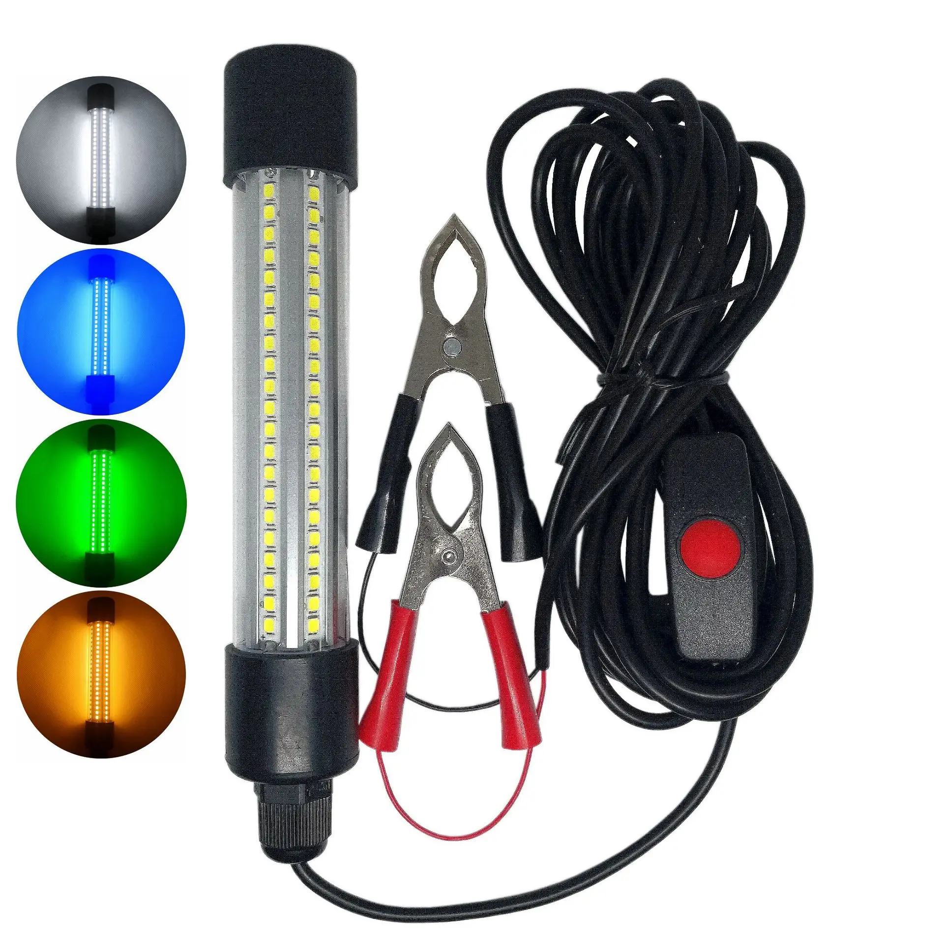 12-24v 13w Ip68 Led Submersible Fishing Light 6 Sides Underwater Fish Finder Lamp With 5m Cord