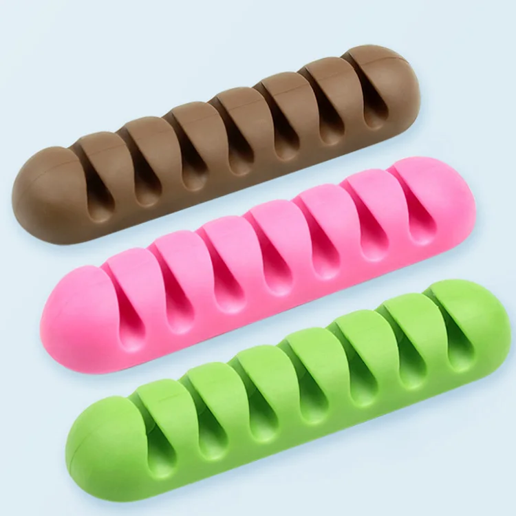 Office desk accessories 7 holes High quality cable clamp management sticky adhesive cable clips silicone