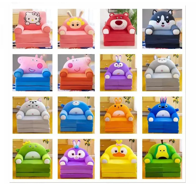 2024 wholesale comfortable baby seat chair cartoon animal plush toy shaped 3 layer folding cheap sofa bed/Baby sleeping nap cot