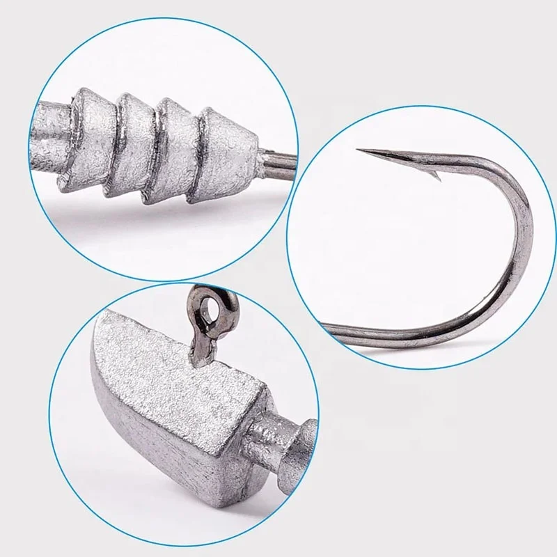 HISTOLURE 10pcs Rockfish Hook 0.5g/0.8g/1g/1.2g/1.5g Jig Head Fishing Hooks use for Soft Lure Hook Worm Hook