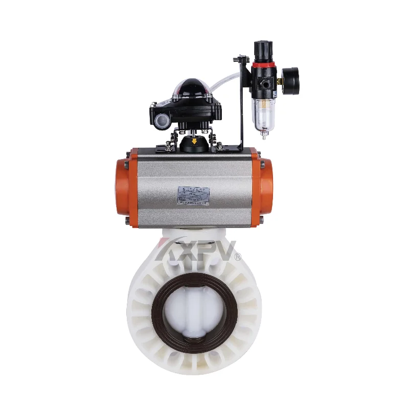 China high quality plastic pvdf pneumatic Butterfly Valve 11/4'-24  11/4in-24in for industry Automatic valve ANSI/ASTM standard
