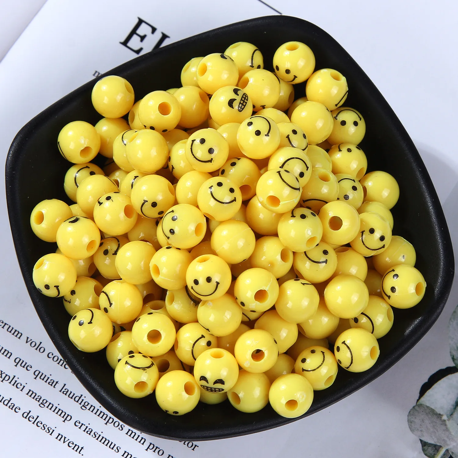 10mm acrylic round  yellow face beads diy plastic beads for jewelry making