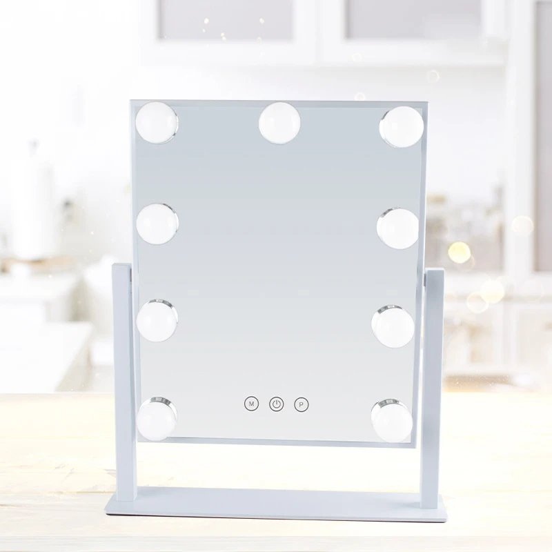 2024 New Trendy touch switch metal makeup hollywood Cosmetic Mirror LED vanity mirror with dimmable light bulbs bedroom