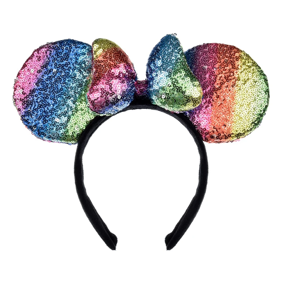 HB395 2cm Thickness Sequin Mouse Ears Headband Baby Girls Shower Head Band Women Glitter Classical Minnie Mickey Hair Hoops
